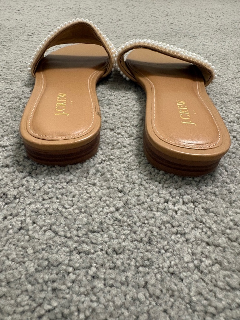 J Crew Raffia Pearl, Flat Slide Sandals Size 8 - Picture 6 of 8